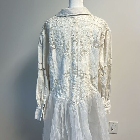Free People Flower Bud Baby Maxi Top White L - Picture 4 of 9